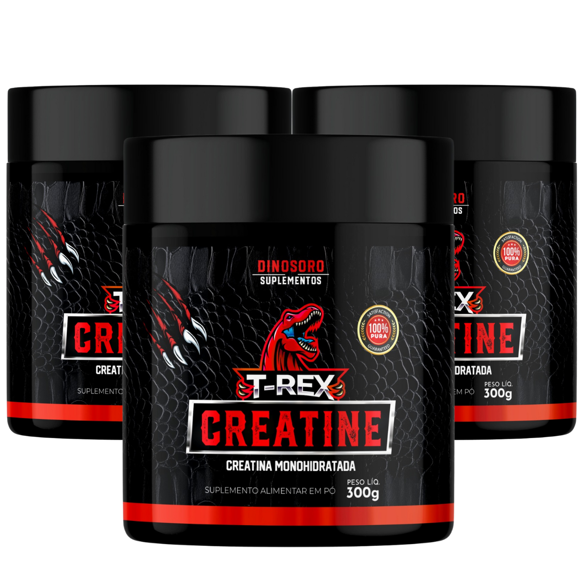 Kit com 3 Creatinas Dinosoro 300g – 100% Pura Monohidratada